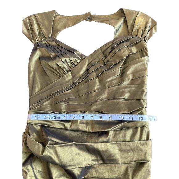 Theia Dress Green Cutout Ruched Party Cocktail Hour Night Out V-Neck Size 6 - Picture 12 of 13